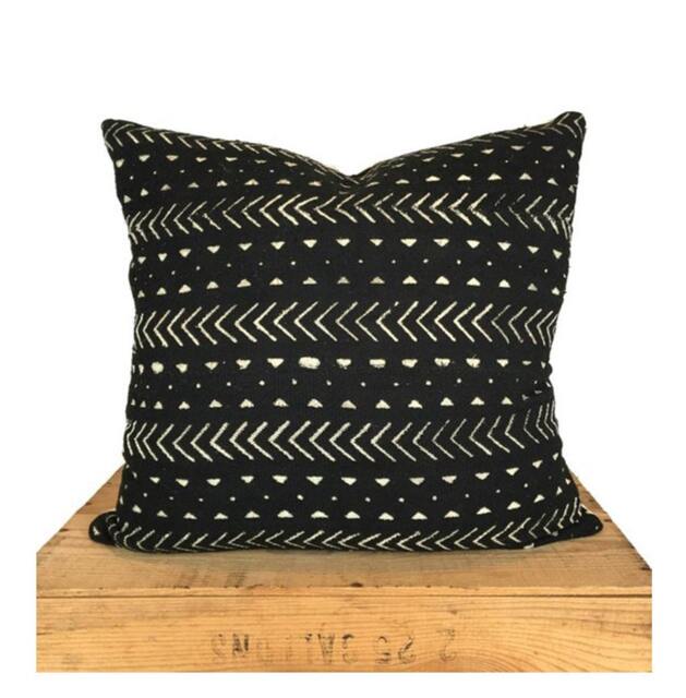 "Mudcloth Pillow Cover, African Mud Cloth Pillow, Black & White - " - image 1