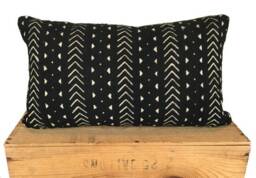 "Mudcloth Pillow Cover, African Mud Cloth Pillow, Black & White - " - thumbnail 2