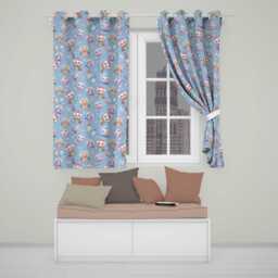 Cute Kawaii Christmas Pets Snow Globe Gifts Blue Background Seamless Pattern Readymade Eyelet Ring Top Thermal 100% Blackout Curtains