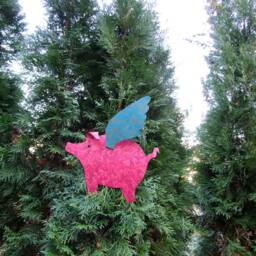 Flying Pig Christmas Tree Topper Hand-Cut Metal Art - thumbnail 3
