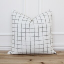 Gray Checkered Pillow Cover Windowpane Plaid Cushion Farmhouse Pillows Custom Made Covers - Charlie