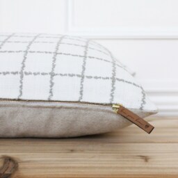 Gray Checkered Pillow Cover Windowpane Plaid Cushion Farmhouse Pillows Custom Made Covers - Charlie - thumbnail 2