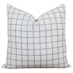 Gray Checkered Pillow Cover Windowpane Plaid Cushion Farmhouse Pillows Custom Made Covers - Charlie - thumbnail 3