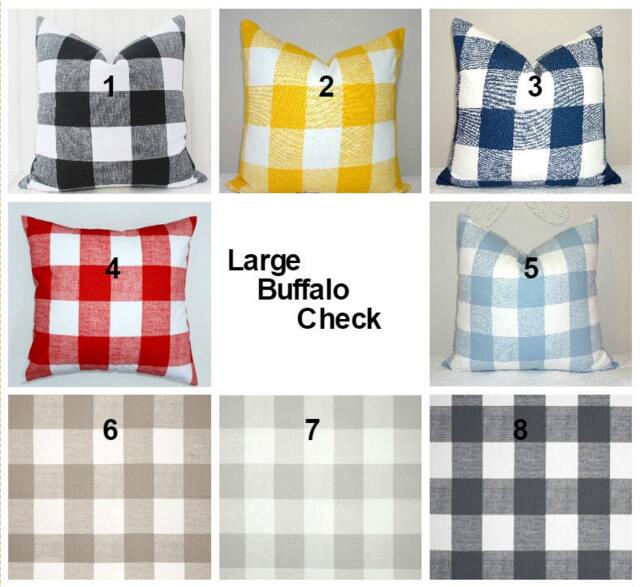 Buffalo Check Pillow Cover, 100% Cotton, Various Colors - image 1