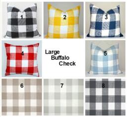 Buffalo Check Pillow Cover, 100% Cotton, Various Colors - thumbnail 1