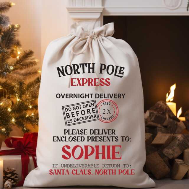 Custom Santa Sack - Premium Thick Canvas Personalised Christmas Present Gift Bag For Him Her Kids Adults Add Name Initial Xmas Stocking - image 1