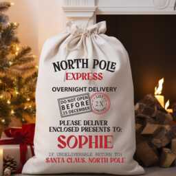 Custom Santa Sack - Premium Thick Canvas Personalised Christmas Present Gift Bag For Him Her Kids Adults Add Name Initial Xmas Stocking - thumbnail 1