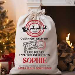 Custom Santa Sack - Premium Thick Canvas Personalised Christmas Present Gift Bag For Him Her Kids Adults Add Name Initial Xmas Stocking - thumbnail 2
