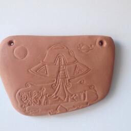 Aztec Alien Artifact Replica, Ceramic Wall Art Sculpture - thumbnail 3