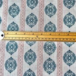 1364. Camilla Indigo/ Coral Linen Look 100% Cotton Cushion Cover - thumbnail 4