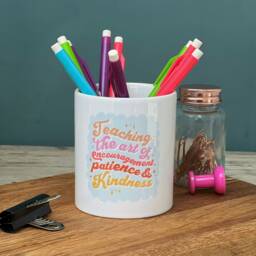 The Art Of Teaching Pencil Pot For Teacher - Teachers Gift Ceramic Pen Desk Tidy Marking Like A Boss Thank You Gift
