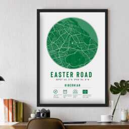 Hibernian Fc Easter Road Minimalist Map Prints & Frames - The Hibees F.c. Gift Decor Dad Memorabilia Granddad Uncle Brother Football - thumbnail 2