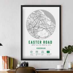 Hibernian Fc Easter Road Minimalist Map Prints & Frames - The Hibees F.c. Gift Decor Dad Memorabilia Granddad Uncle Brother Football - thumbnail 3