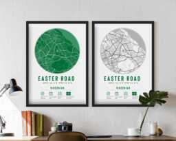 Hibernian Fc Easter Road Minimalist Map Prints & Frames - The Hibees F.c. Gift Decor Dad Memorabilia Granddad Uncle Brother Football - thumbnail 1
