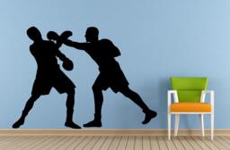 Two Man Sparing Boxing Boxer Gloves Martial Arts Mural Silhouette Window Wall Or Car Vinyl Peal & Stick Removable Sticker Decal L1418 - thumbnail 1