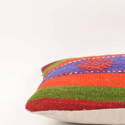 Handwoven Turkish Kilim Pillow Cover Bohemian Lumbar Cushion - 12x24 - thumbnail 4