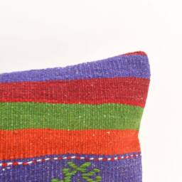 Handwoven Turkish Kilim Pillow Cover Bohemian Lumbar Cushion - 12x24 - thumbnail 2