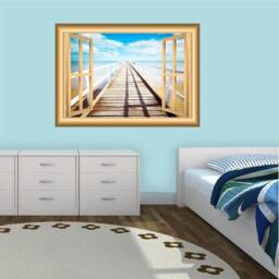 Scenic Landscape Wallpaper, Fake Window Decal, Wall Mural Art Beach Room Decor - Vwaq Nw8