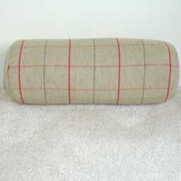 "Bolster Pillow Cover Tartan Tweed Beige Red & Grey Check Scottish Plaid 6x16 8x18 Cylinder Cushion Case Round Ended End 16"" 18" - thumbnail 2