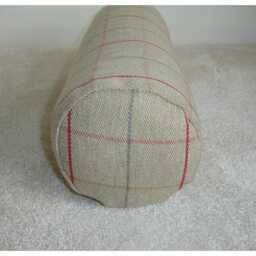 "Bolster Pillow Cover Tartan Tweed Beige Red & Grey Check Scottish Plaid 6x16 8x18 Cylinder Cushion Case Round Ended End 16"" 18" - thumbnail 3