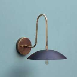 Modern Mid-Century Raw Brass Handmade Curved Disk Shade Light - Wall Sconce Lamp - thumbnail 2