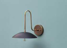 Modern Mid-Century Raw Brass Handmade Curved Disk Shade Light - Wall Sconce Lamp - thumbnail 1