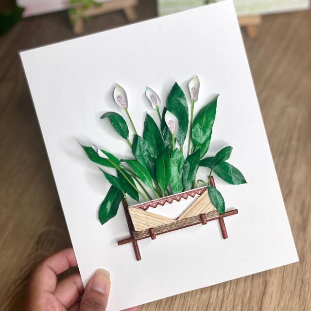 Peace Lily Mini Paper Diorama, Framed 3D Botanical Wall Art, Plant Lover Gift, Mom, Housewarming Decor - image 1