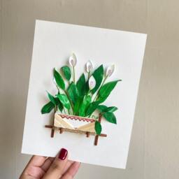 Peace Lily Mini Paper Diorama, Framed 3D Botanical Wall Art, Plant Lover Gift, Mom, Housewarming Decor - thumbnail 2