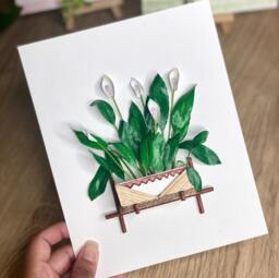 Peace Lily Mini Paper Diorama, Framed 3D Botanical Wall Art, Plant Lover Gift, Mom, Housewarming Decor - thumbnail 1