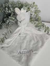 Embroidered Bunny Comforter Blanket, Personalized Baby Shower Gift