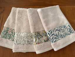 Guest Towel Ivory Cream Egyptian Cotton William Morris Trim/Willow Goldenlily/ Sweet Briar/ Rabbit Red Blue/ Bathroom Gifts - thumbnail 1