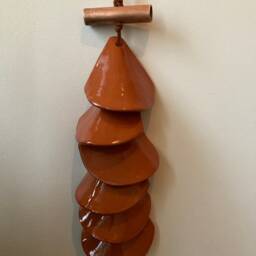 Terracotta Tile Wall Hanging Handmade Ceramic Art With Copper Accent - thumbnail 3