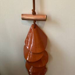 Terracotta Tile Wall Hanging Handmade Ceramic Art With Copper Accent - thumbnail 2