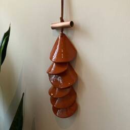 Terracotta Tile Wall Hanging Handmade Ceramic Art With Copper Accent - thumbnail 4