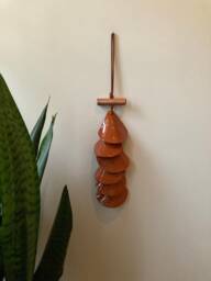 Terracotta Tile Wall Hanging Handmade Ceramic Art With Copper Accent