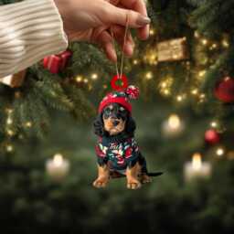 Custom Name Black & Tan Cocker Spaniel Xmas Christmas Ornament, Tree Hanging Decor, Flat 2D Ornament Acrylic/ Wooden - thumbnail 2