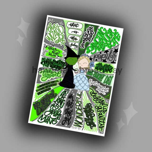 Wicked The Musical Swirl Poster - Handmade Theatre Gift