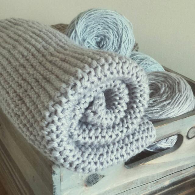 Chunky Hand Knit Baby Blanket Comforter - image 1