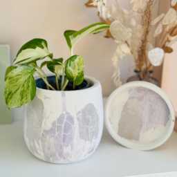 Cache Pot Trendy Very Peri - Purple Lilac Shades Cracked Abstract Indoor Plant - thumbnail 4