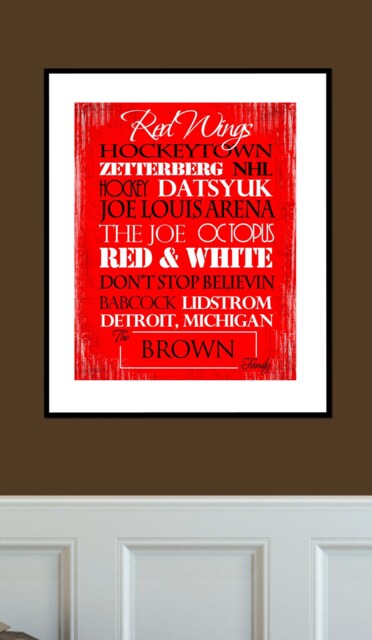 Detroit Redwings Print Or Canvas Housewarming Gift For Couple, Valentines Day Himvalentines Him - image 1
