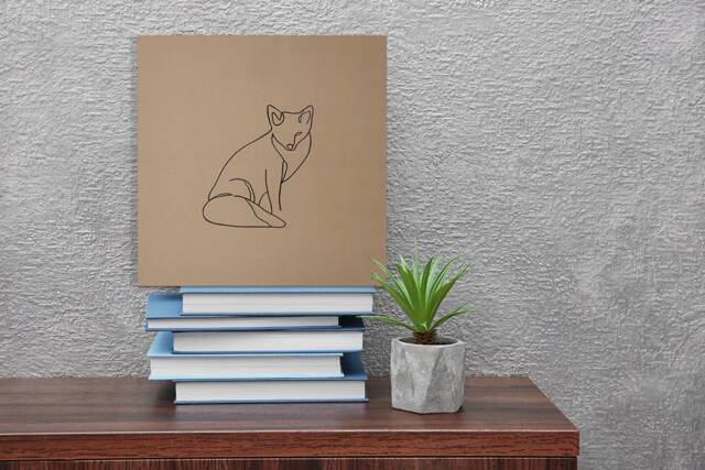 Canvas Poster Fox Single Line Art Embroidery Design Minimalist Decor Geometric Wall Farmhouse - image 1