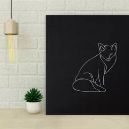 Canvas Poster Fox Single Line Art Embroidery Design Minimalist Decor Geometric Wall Farmhouse - thumbnail 2