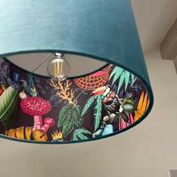 Teal Velvet Wonderland Drum Lampshade, Double Sided Lampshade With Paper Interior,/Ceiling Shade