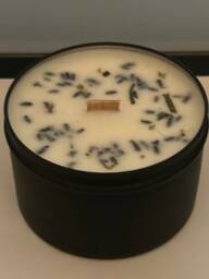 Lavender Chamomile Soy Candle - Handmade With Wood Wick, 8Oz - thumbnail 1