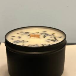 Lavender Chamomile Soy Candle - Handmade With Wood Wick, 8Oz - thumbnail 2