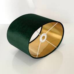 New Handmade By Order Luxury High Quality Bellisimo Bottle Green Velvet Fabric Lamp Shade Oval Shape Oval With Metallic Lining - thumbnail 2
