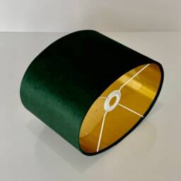 New Handmade By Order Luxury High Quality Bellisimo Bottle Green Velvet Fabric Lamp Shade Oval Shape Oval With Metallic Lining - thumbnail 3