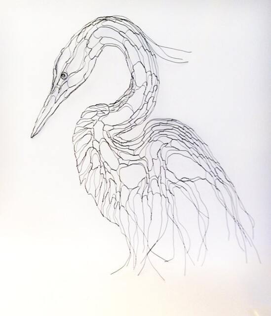 Wire Sculpture Heron, Egret 2D 27 - image 1