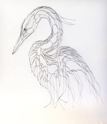 Wire Sculpture Heron, Egret 2D 27
