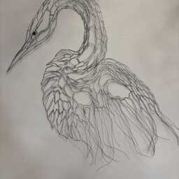Wire Sculpture Heron, Egret 2D 27 - thumbnail 4